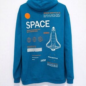 NASA Graphic Hoodie with Orange Accent